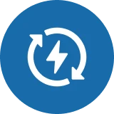 Circular arrow icon with lightning bolt.